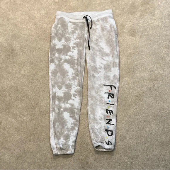 Gray Tie-Dye Drawstring Friends Sweatpants - Picture 2 of 4